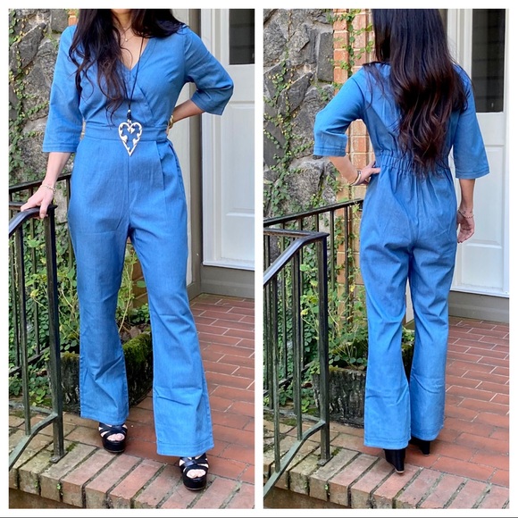 Fabulous chic denim wide leg jumpsuit - Picture 2 of 9